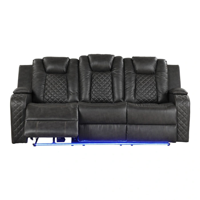 Benz Faux Leather Power Reclining Sofa with LED Lighting & USB Charger