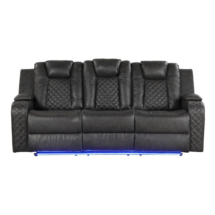 Benz Faux Leather Power Reclining Sofa with LED Lighting & USB Charger