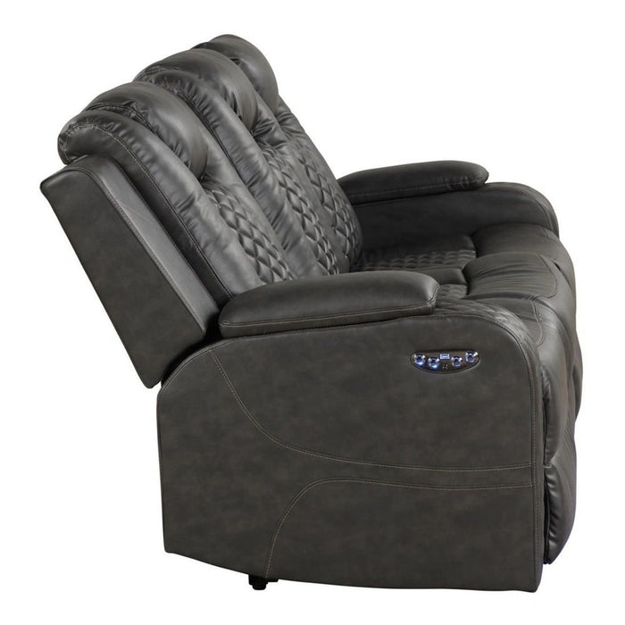 Benz Faux Leather Power Reclining Sofa with LED Lighting & USB Charger