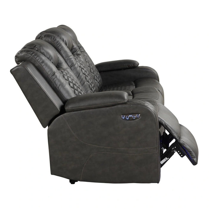 Benz Faux Leather Power Reclining Sofa with LED Lighting & USB Charger