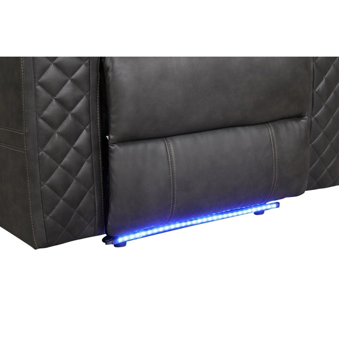 Benz Faux Leather Power Reclining Sofa with LED Lighting & USB Charger