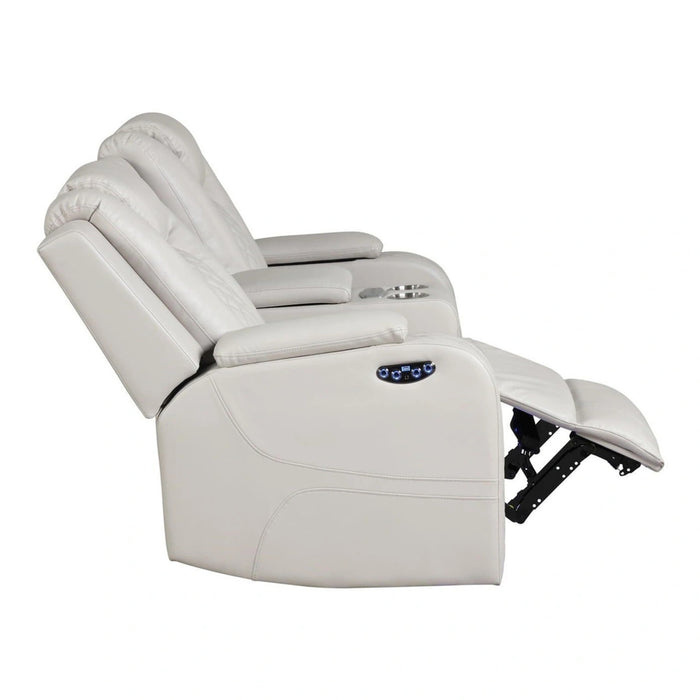 Benz Faux Leather Power Reclining Loveseat with Bluetooth Speaker, LED Lighting & USB Charger