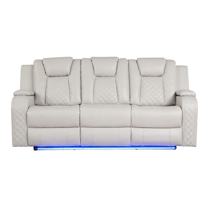 Benz Faux Leather Power Reclining Sofa with LED Lighting & USB Charger