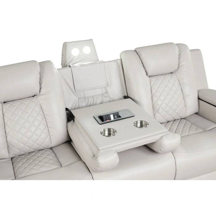 Benz Faux Leather Power Reclining Sofa with LED Lighting & USB Charger