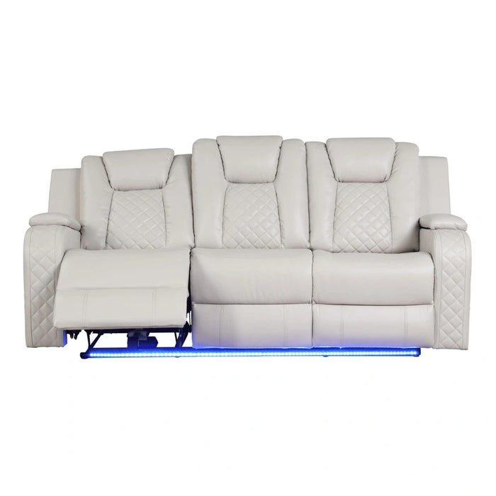 Benz Faux Leather Power Reclining Sofa with LED Lighting & USB Charger