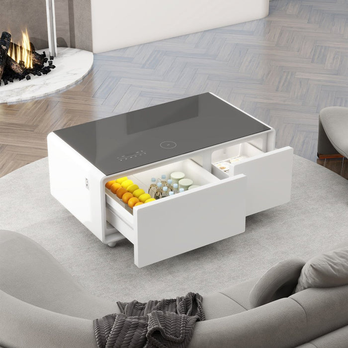 Party Time Modern Smart Coffee Table with Built-in Fridge