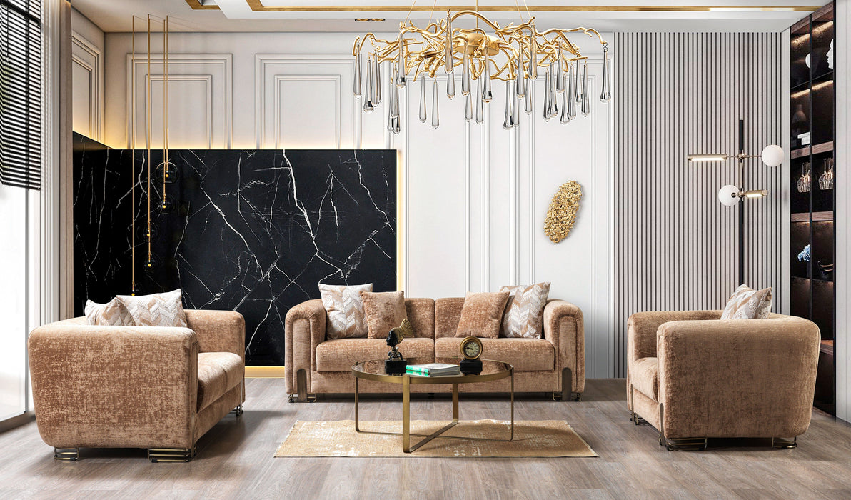 Brenda Coffee Boucle Living Room Set