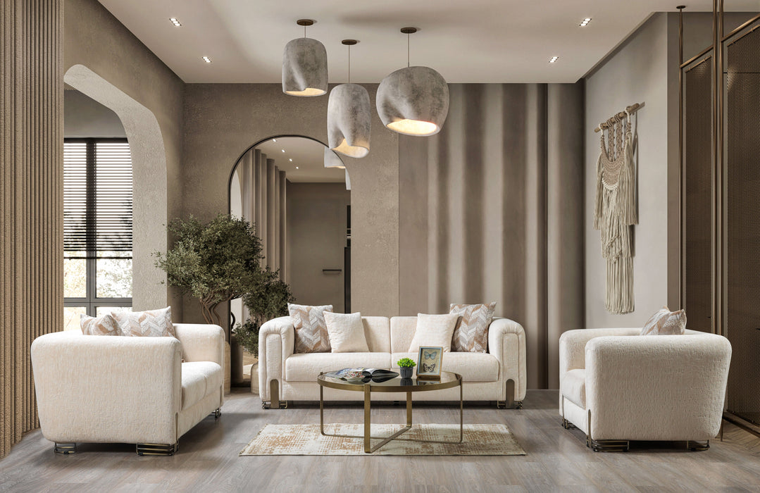 Brenda Ivory Boucle Living Room Set