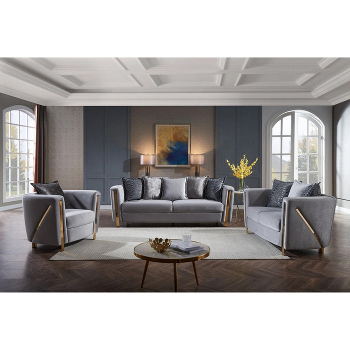 Chanelle Living Room Set In Thick Velvet