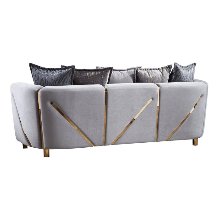 Chanelle Thick Velvet Sofa with Gold Finish