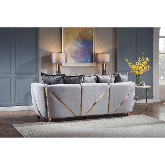 Chanelle Thick Velvet Sofa with Gold Finish