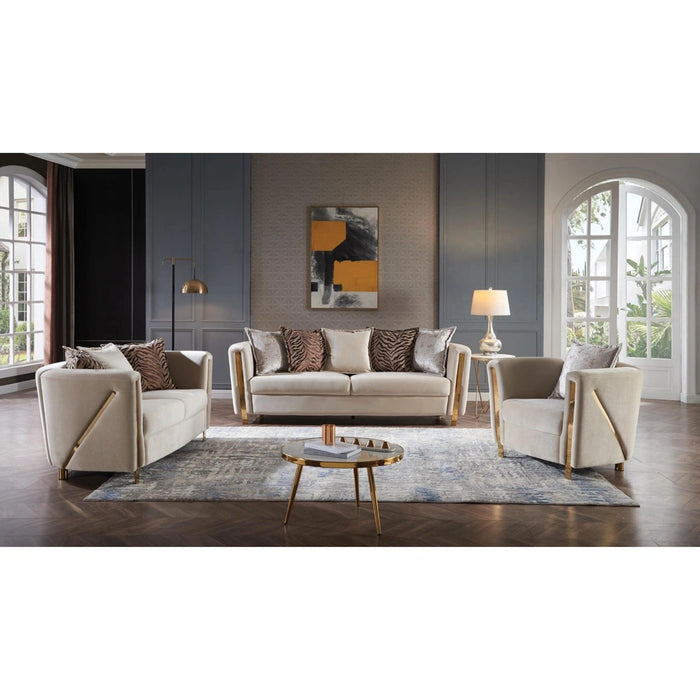 Chanelle Living Room Set In Thick Velvet