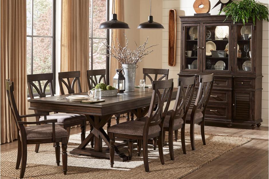 Cardano 9 Piece Dining Room Set In Driftwood Charcoal 1689-96-9Set | Homelegance