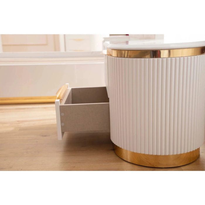 Laura 2-Drawer Wood Veneer Nightstand in White