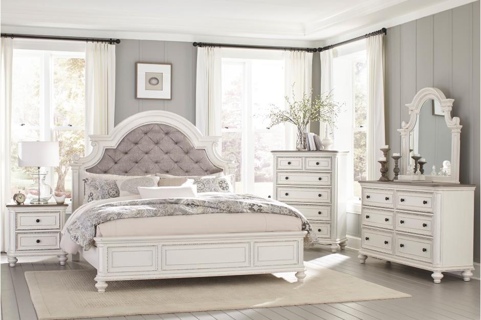 Baylesford 5 Piece Eastern King Bedroom Set In Antique White 1624Kw-1Ek-5Set | Homelegance