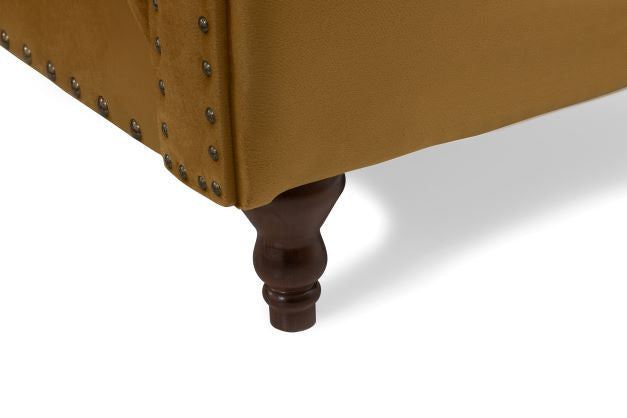 Eva Mustard Velvet Luxury Chester 81" Sofa