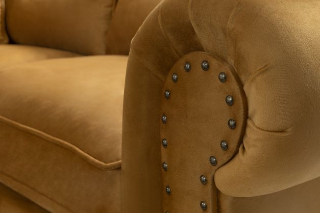 Eva Mustard Velvet Luxury Chester 81" Sofa