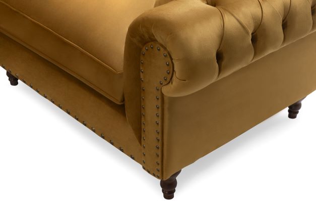 Eva Mustard Velvet Luxury Chester 81" Sofa