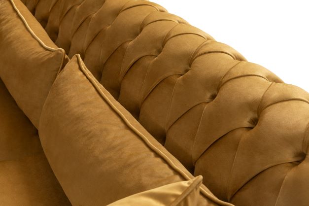 Eva Mustard Velvet Luxury Chester 81" Sofa