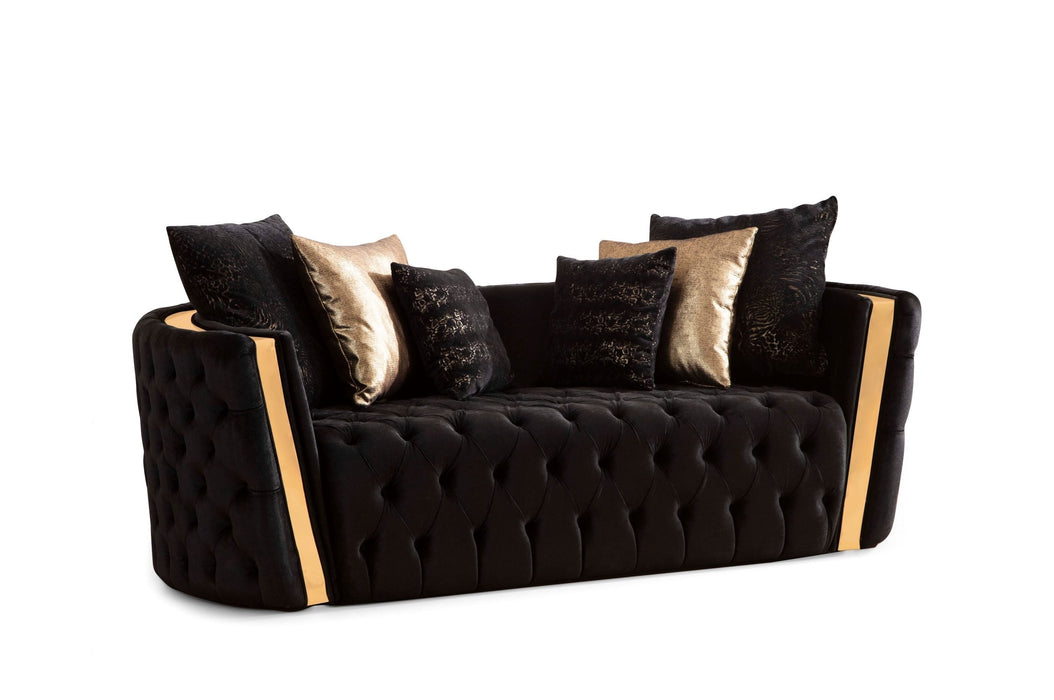 Fanci Black Velvet Living Room Set