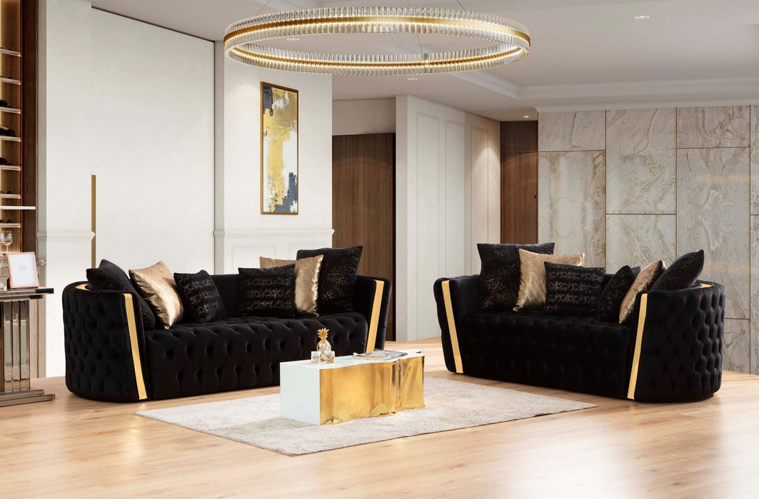 Fanci Black Velvet Living Room Set