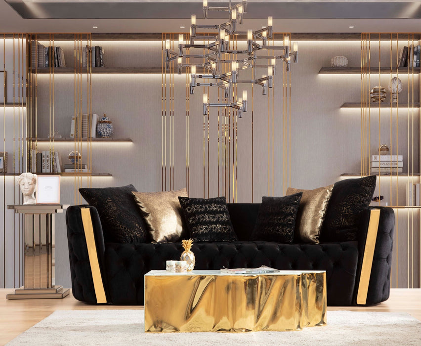 Fanci Black Velvet Living Room Set