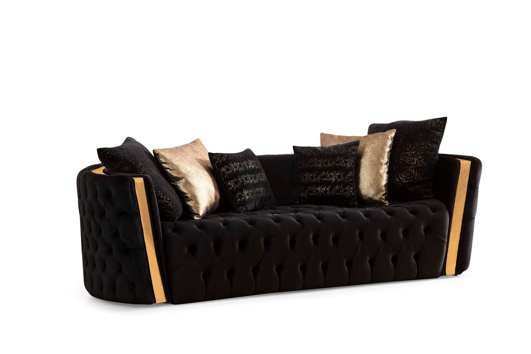 Fanci Black Velvet Living Room Set