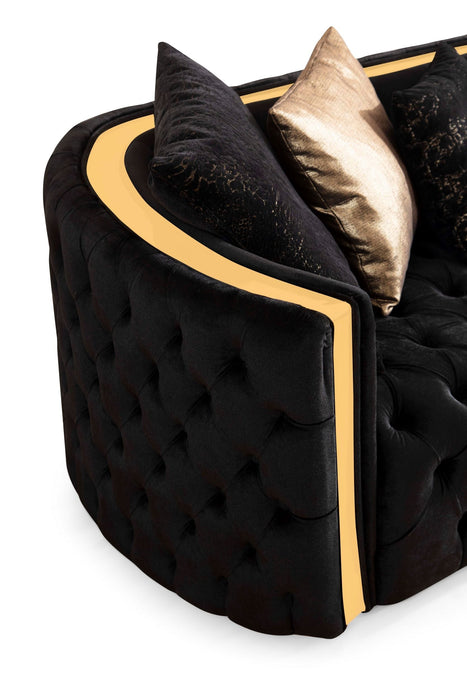 Fanci Black Velvet Living Room Set