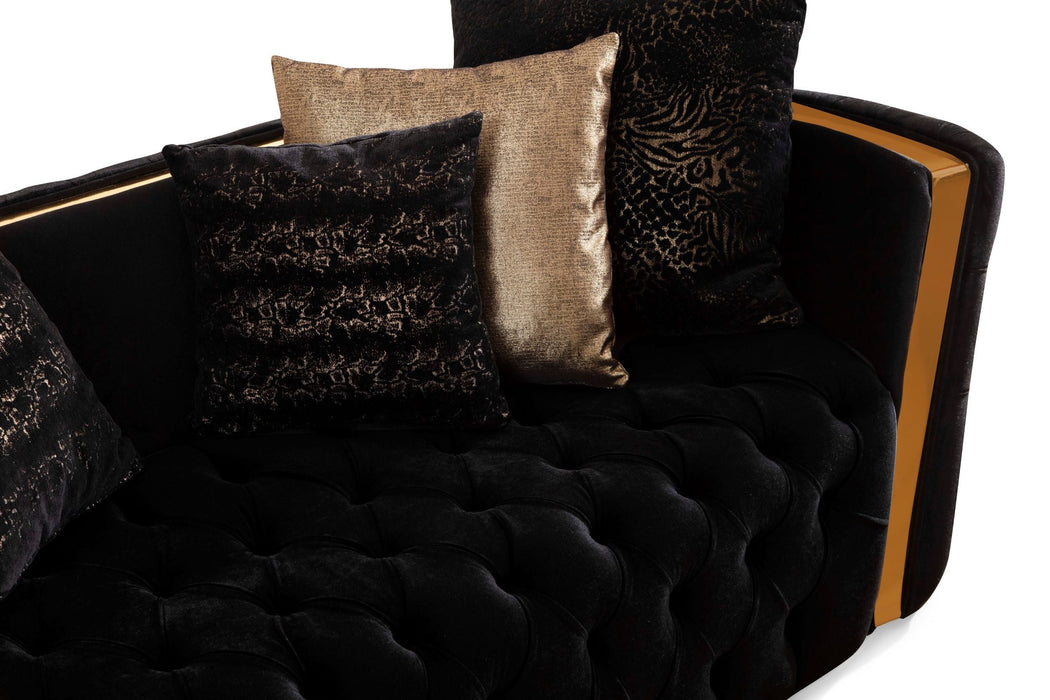 Fanci Black Velvet Living Room Set