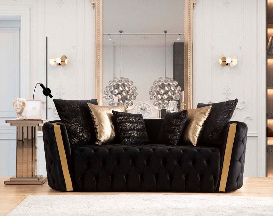 Fanci Black Velvet Living Room Set