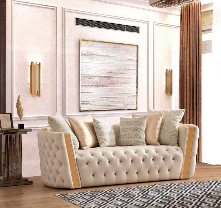 Fanci Ivory Velvet Living Room Set