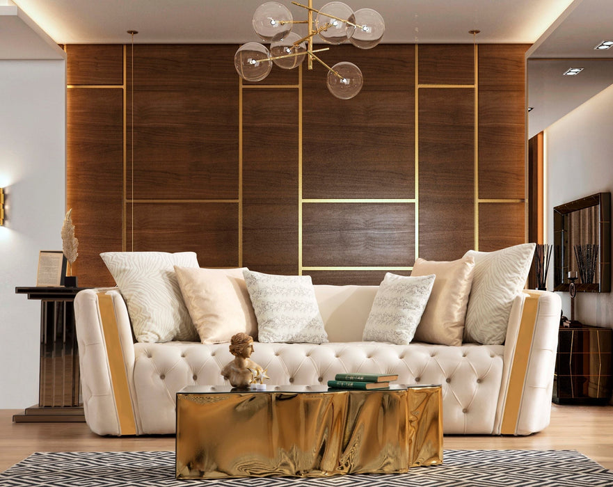 Fanci Ivory Velvet Living Room Set