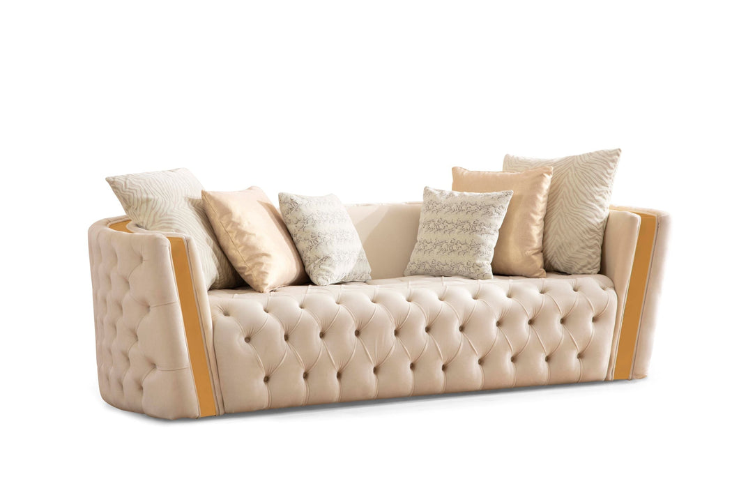 Fanci Ivory Velvet Living Room Set