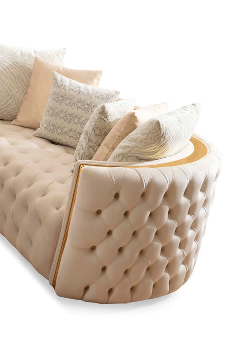 Fanci Ivory Velvet Living Room Set