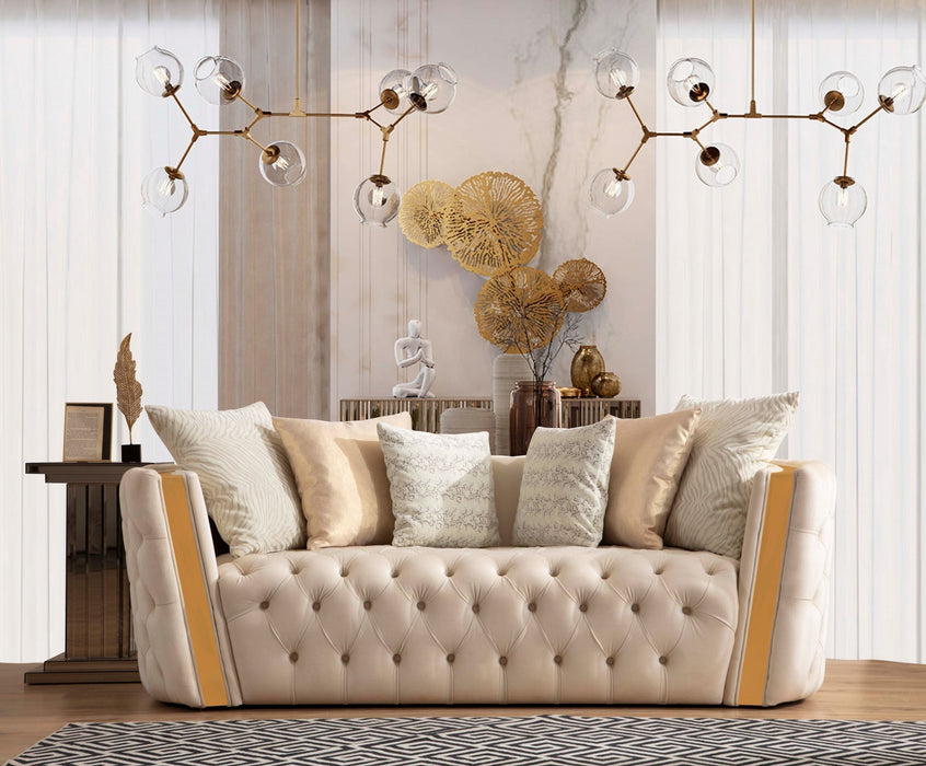 Fanci Ivory Velvet Living Room Set