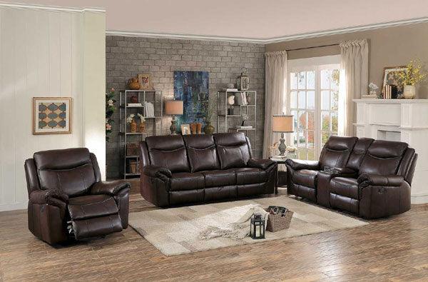 Aram 3 Piece Double Reclining Living Room Set 8206Brw-3Set | Homelegance
