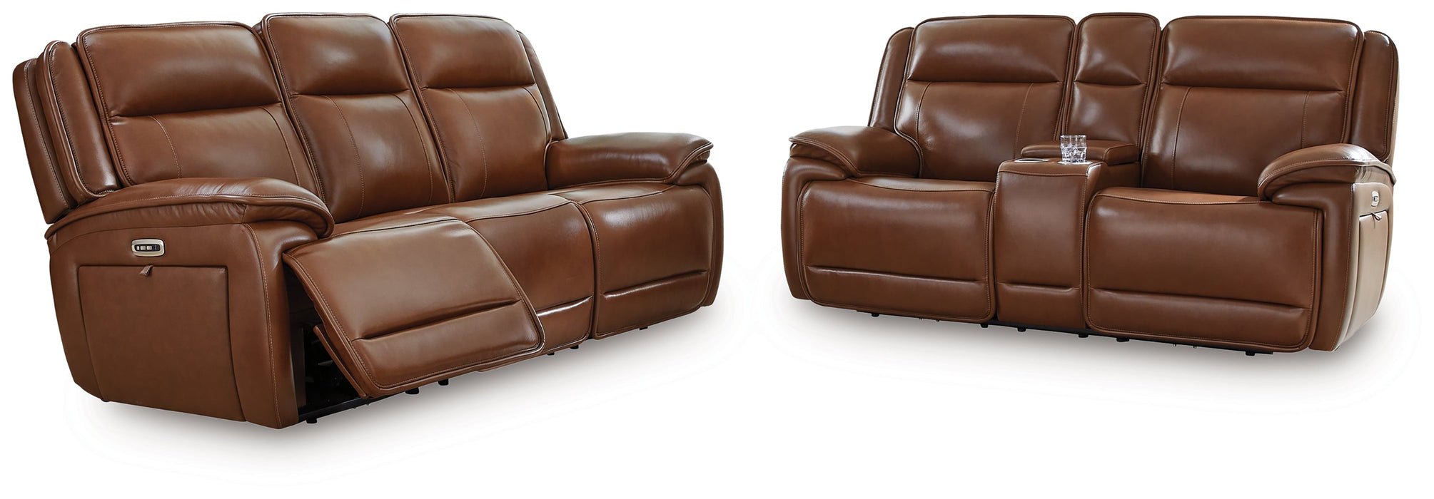 Healy Pier Chocolate Power Reclining Sofa and Loveseat
