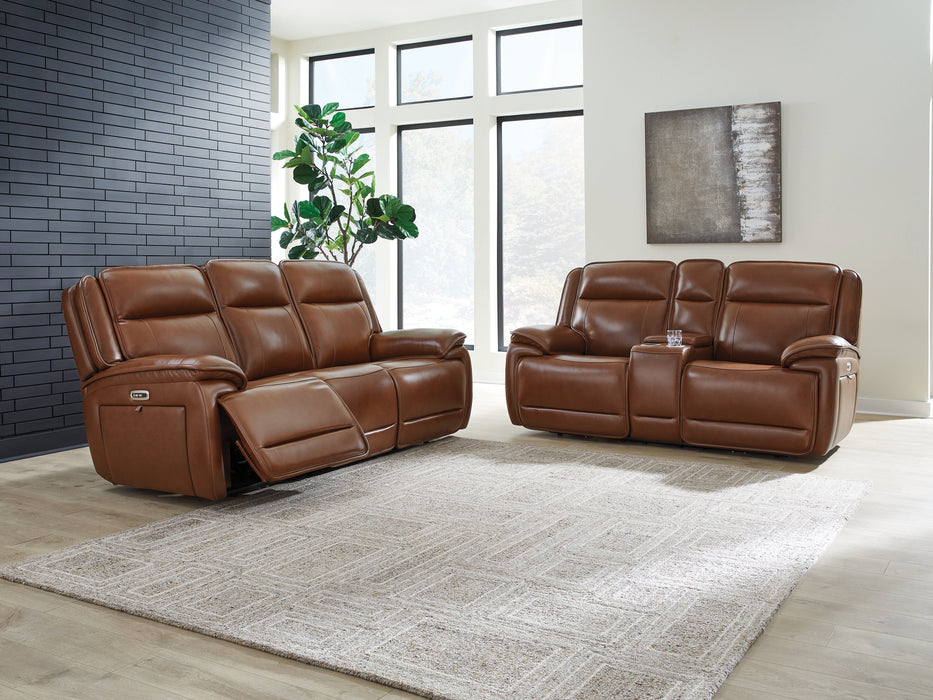 Healy Pier Chocolate Power Reclining Sofa and Loveseat