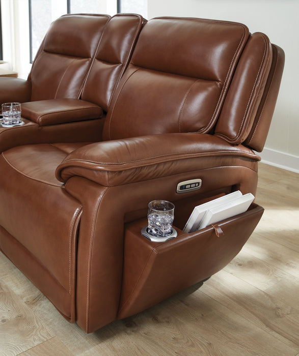 Healy Pier Chocolate Power Reclining Sofa and Loveseat