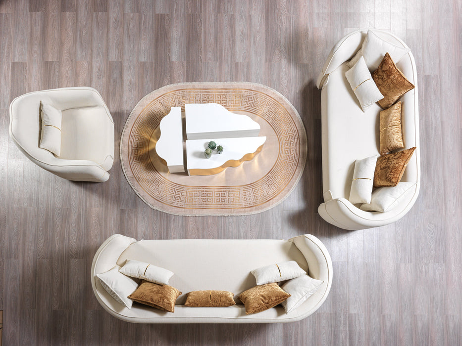 Helena Ivory Velvet Living Room Set