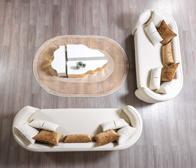 Helena Ivory Velvet Living Room Set