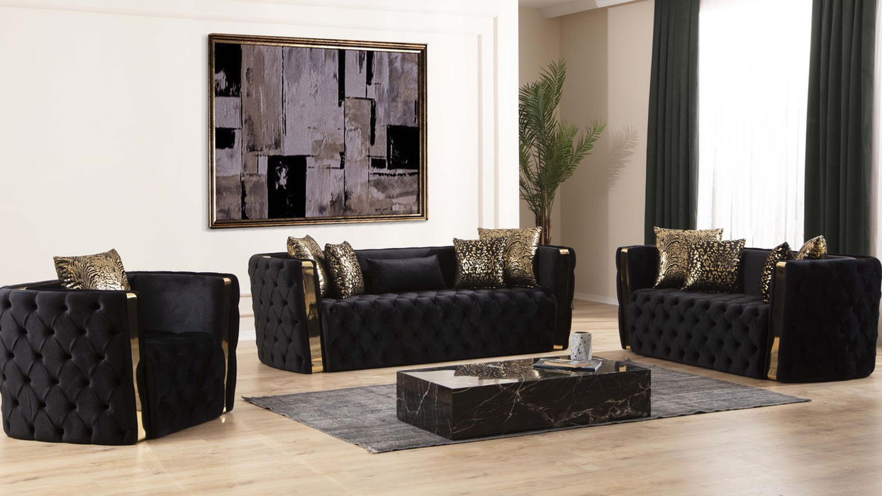 Naomi Tufted Velvet Stationary Sofa