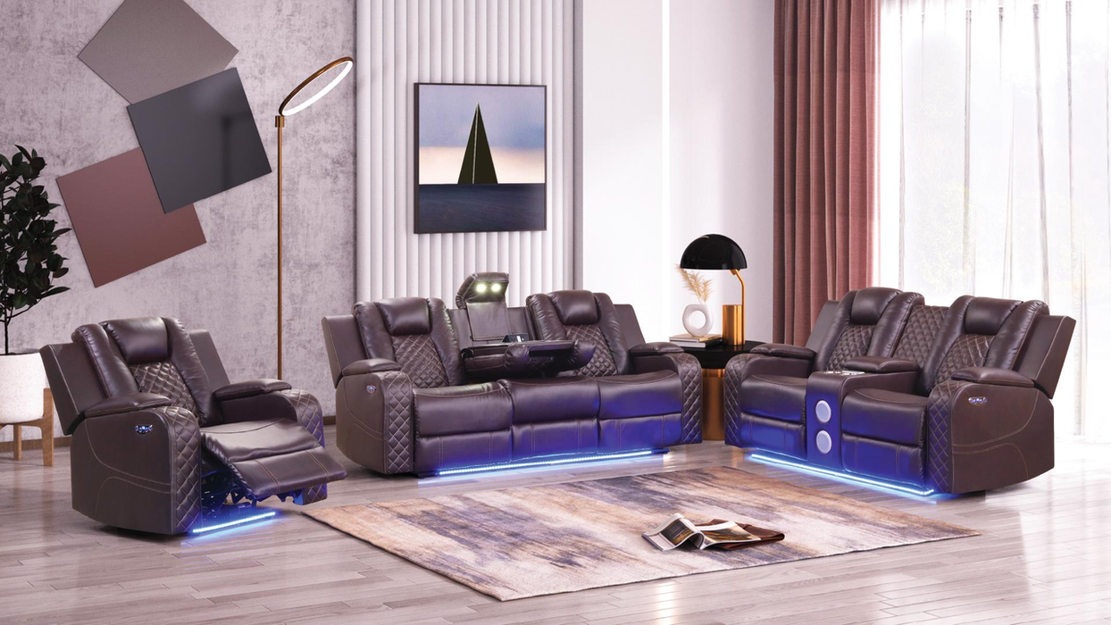 Benz Faux Leather Power Reclining Chair with LED Lighting & USB Charger