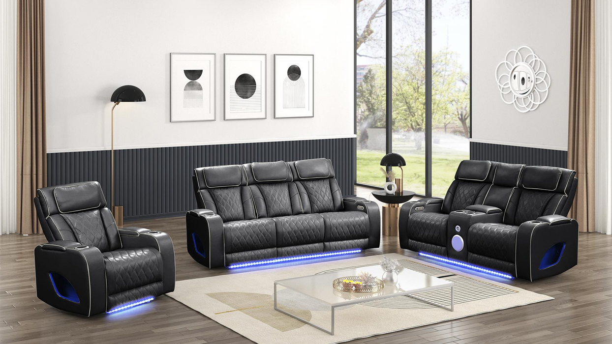 Fortuner Leather Reclining Loveseat with LED Lights