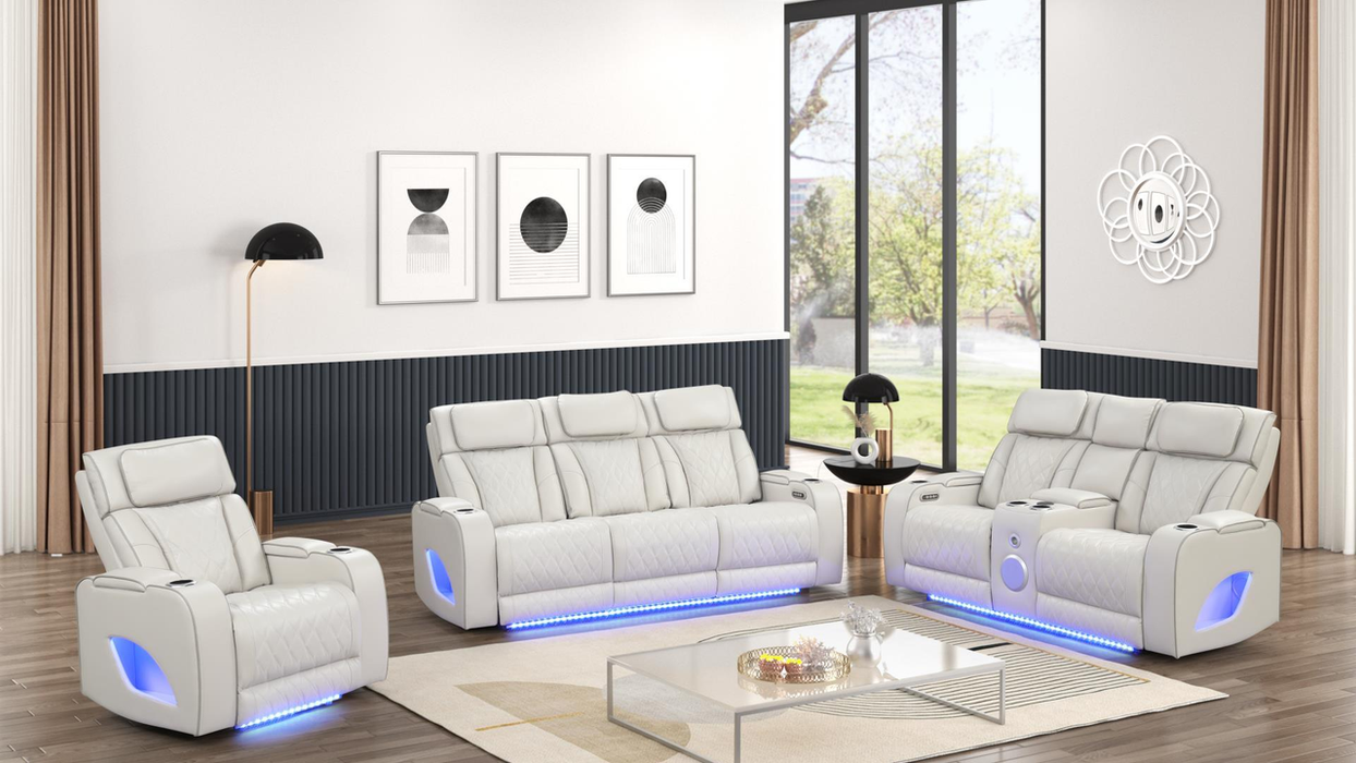 Fortuner Leather Reclining Loveseat with LED Lights