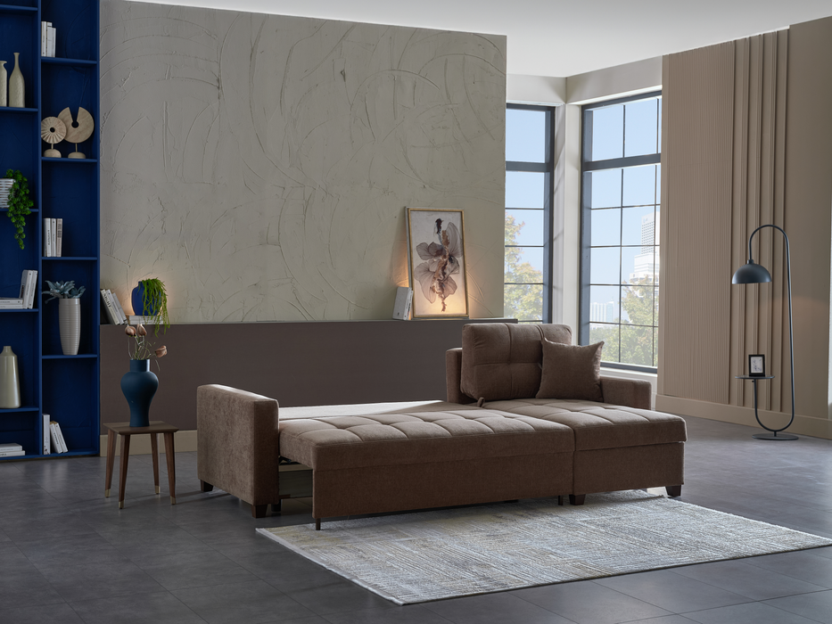 Ivy 102" Reversible Chase Queen Sleeper Sectional - Brown