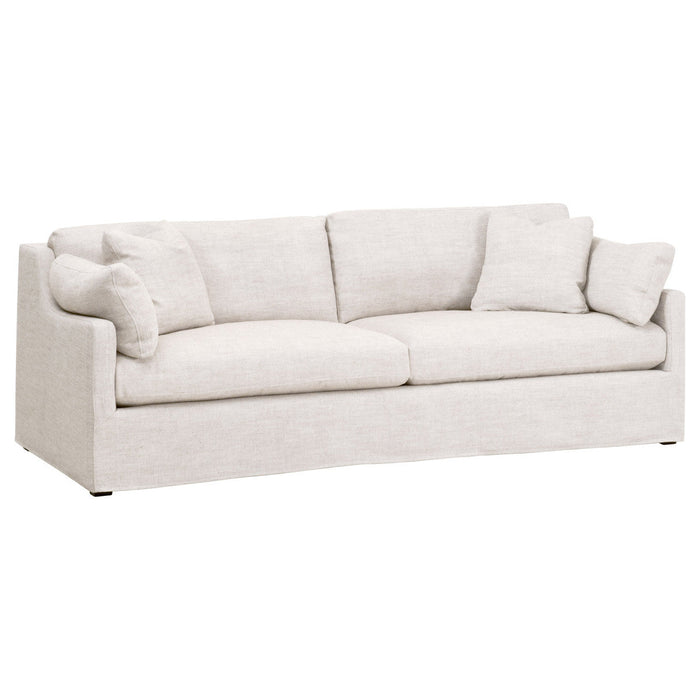 Lena 95" Slope Arm Slipcover Sofa in Bisque, Espresso