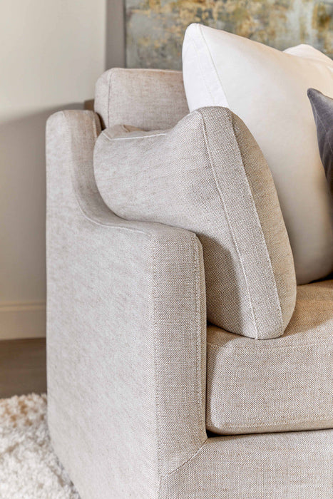 Lena 95" Slope Arm Slipcover Sofa in Bisque, Espresso