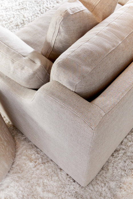 Lena 95" Slope Arm Slipcover Sofa in Bisque, Espresso