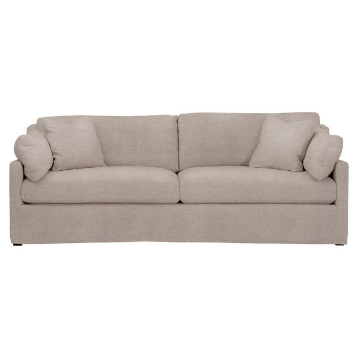 Lena 95" Slope Arm Slipcover Sofa in Performance Latte Micro Boucle, Espresso